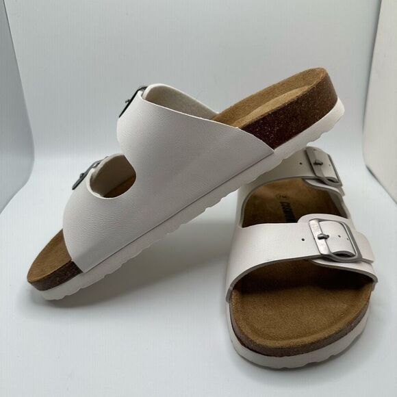 CUSHIONAIRE Women's Cork Footbed Sandal With +Comfort 7 WHITE - Picture 7 of 7
